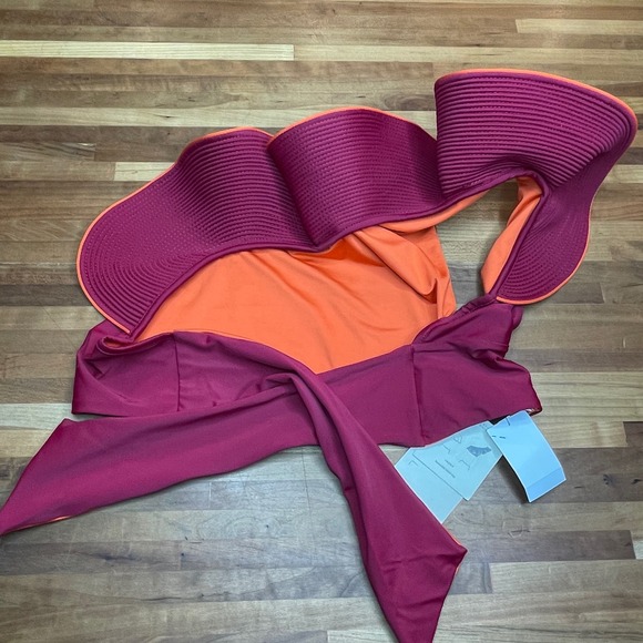 Johanna Ortiz Ayacucho Ruffle Reversible One Shoulder Bikini Top burgundy Small - Picture 6 of 10